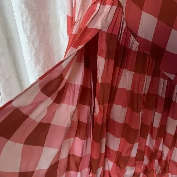 Sundress Isla Gingham Tiered Modal Maxi Dress Cream Coral Size XS/S - Picture 11 of 15